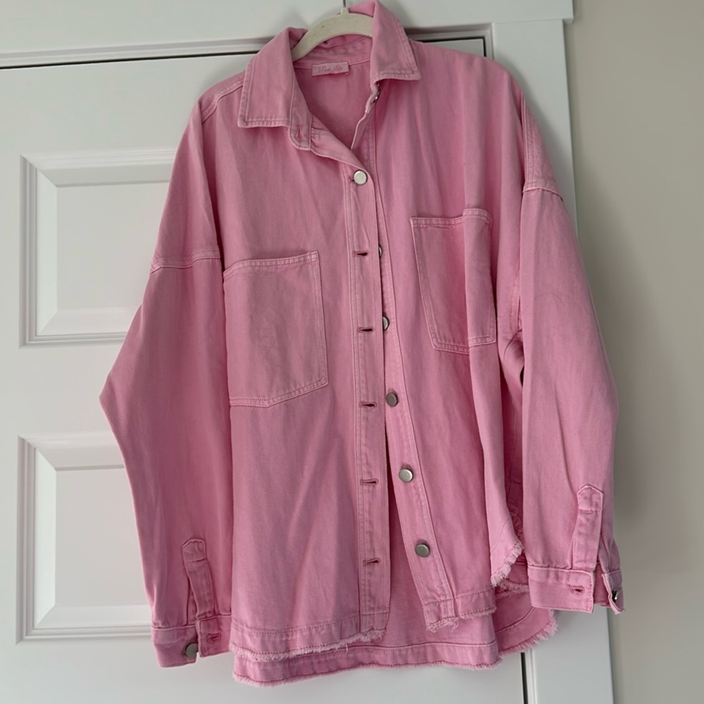 Nwot Pink Lily denim jacket in pink